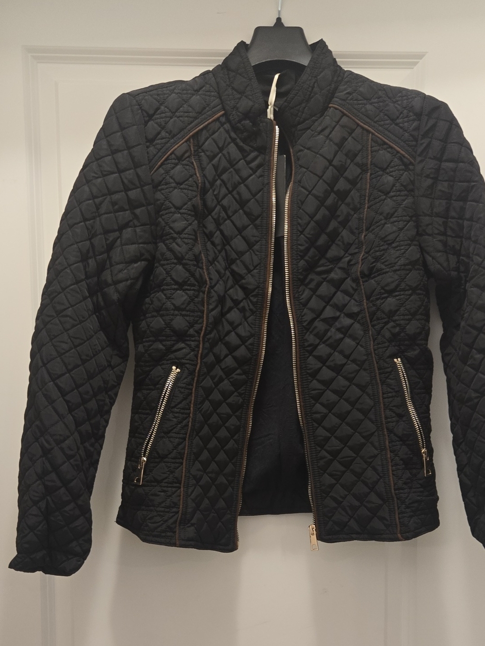 Classic Quilted Black Bomber Jacket with Zip Pockets